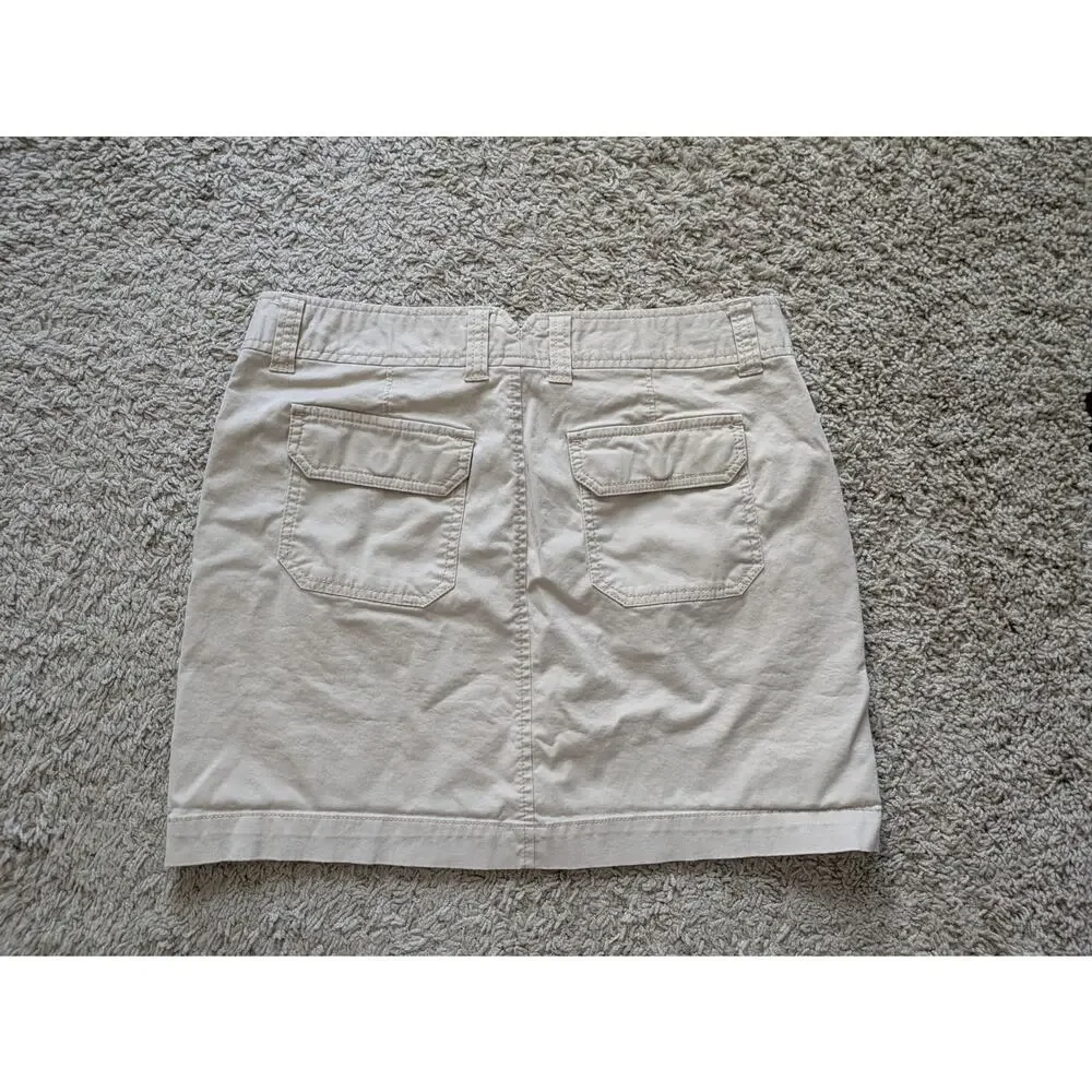 Y2K Old Navy Cargo Skirt Womens 6 Beige Cotton Beachy Surf Streetwear Skate